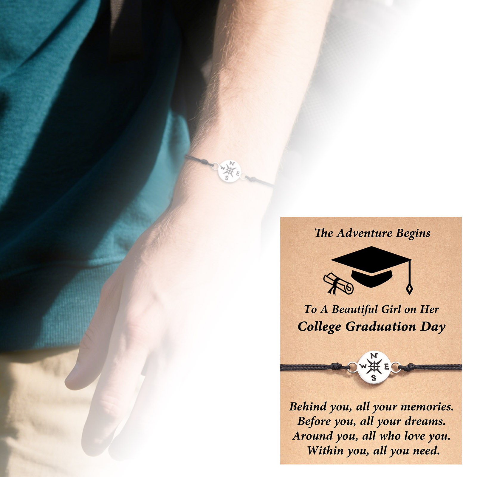 thumbnail image 2 of Pulsera de la tarjeta de la temporada de graduación Pulsera hueca de acero inoxidable de la línea de cera de la temporada de graduación, 2 of 2